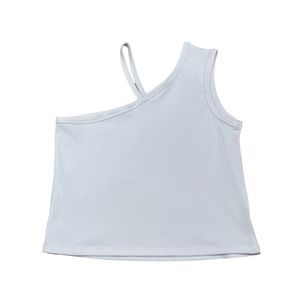 Oak + Fort White One-Shoulder Ribbed Tank Top Size Medium